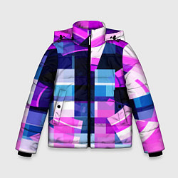 Куртка зимняя для мальчика Розовые фигуры и глитчи, цвет: 3D-красный
