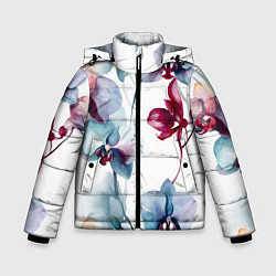 Зимняя куртка для мальчика Голубая орхидея акварель - паттерн