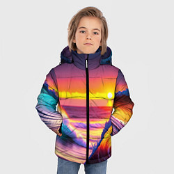 Куртка зимняя для мальчика Волны на закате, цвет: 3D-светло-серый — фото 2