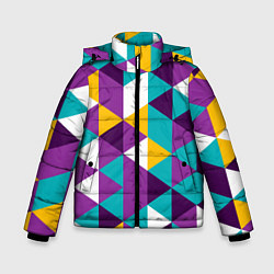 Куртка зимняя для мальчика Разноцветный ромбический паттерн, цвет: 3D-светло-серый