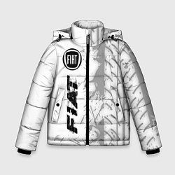 Куртка зимняя для мальчика Fiat speed на светлом фоне со следами шин: по-верт, цвет: 3D-черный