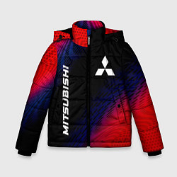 Куртка зимняя для мальчика Mitsubishi красный карбон, цвет: 3D-черный