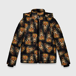 Зимняя куртка для мальчика Паттерн жираф с цветами: арт нейросети