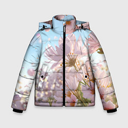 Зимняя куртка для мальчика Розовые цветы на фоне неба