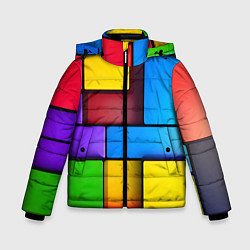 Куртка зимняя для мальчика Красочные объемные блоки, цвет: 3D-черный
