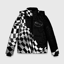 Куртка зимняя для мальчика Jaguar racing flag, цвет: 3D-черный