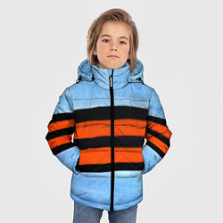 Куртка зимняя для мальчика Георгиевская лента на голубом фоне, цвет: 3D-светло-серый — фото 2