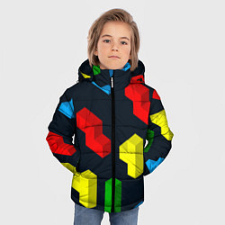 Куртка зимняя для мальчика Крупные фигуры из игры Тетрис, цвет: 3D-светло-серый — фото 2