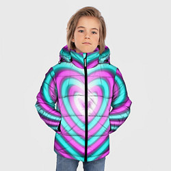 Куртка зимняя для мальчика Неоновые сердца, цвет: 3D-черный — фото 2