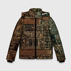 Куртка зимняя для мальчика Старая печатная плата, цвет: 3D-черный