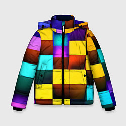 Куртка зимняя для мальчика Тетрис: вид сверху, цвет: 3D-черный