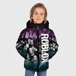 Куртка зимняя для мальчика Роблокс персонажи под градиентом, цвет: 3D-черный — фото 2
