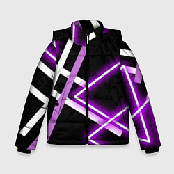 Куртка зимняя для мальчика Фиолетовые полоски с неоном, цвет: 3D-черный