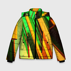 Куртка зимняя для мальчика Зелёные и оранжевые пластины, цвет: 3D-черный