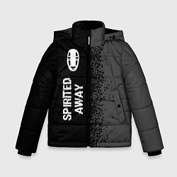 Куртка зимняя для мальчика Spirited Away glitch на темном фоне: по-вертикали, цвет: 3D-черный