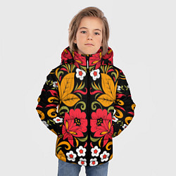 Куртка зимняя для мальчика Хохлома узор, цвет: 3D-черный — фото 2