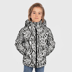 Куртка зимняя для мальчика Декоративные цветы на фоне зебры, цвет: 3D-светло-серый — фото 2