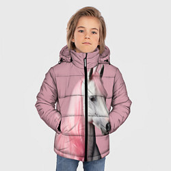Куртка зимняя для мальчика Единорог розовая грива, цвет: 3D-светло-серый — фото 2