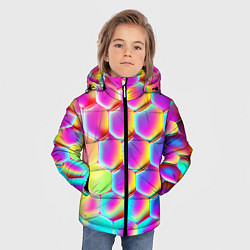Куртка зимняя для мальчика Розовая чешуя - текстура, цвет: 3D-красный — фото 2