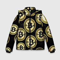Куртка зимняя для мальчика Монеты биткоина, цвет: 3D-черный