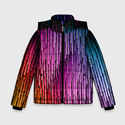 Куртка зимняя для мальчика Радужные узор полосы, цвет: 3D-черный