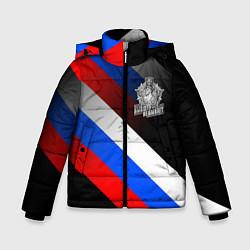 Куртка зимняя для мальчика Пограничные войска - флаг РФ, цвет: 3D-светло-серый