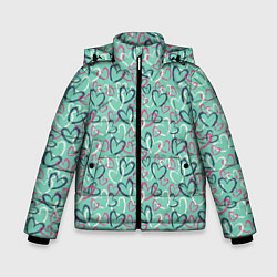 Куртка зимняя для мальчика Пастельные сердца паттерн, цвет: 3D-черный