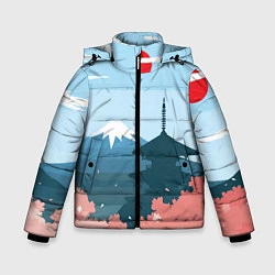 Куртка зимняя для мальчика Вид на Фудзияму - Япония, цвет: 3D-красный