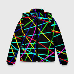 Куртка зимняя для мальчика Яркие полосы абстракция, цвет: 3D-черный