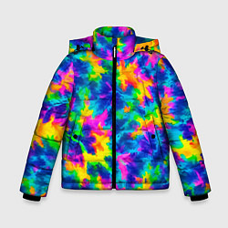Куртка зимняя для мальчика Тай-дай цветные краски, цвет: 3D-черный