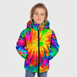 Куртка зимняя для мальчика Тай-дай кислотные краски, цвет: 3D-черный — фото 2