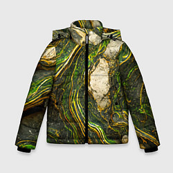 Куртка зимняя для мальчика Текстура зелёного мрамора, цвет: 3D-черный
