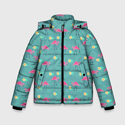 Зимняя куртка для мальчика Летний паттерн с фламинго
