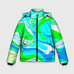 Куртка зимняя для мальчика Абстракция сине-зеленая, цвет: 3D-черный