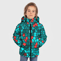 Куртка зимняя для мальчика Мозаика бирюзовый, цвет: 3D-черный — фото 2
