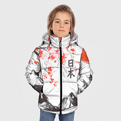 Куртка зимняя для мальчика Цветущая сакура и солнце - Япония, цвет: 3D-черный — фото 2