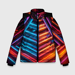 Куртка зимняя для мальчика Неоновые трубы, цвет: 3D-черный