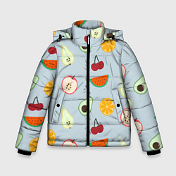 Куртка зимняя для мальчика Фруктики, цвет: 3D-черный