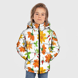 Куртка зимняя для мальчика Orange flowers, цвет: 3D-черный — фото 2
