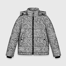 Куртка зимняя для мальчика Абстрактный фон органических линий, цвет: 3D-черный