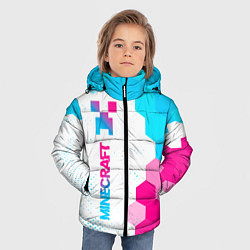 Куртка зимняя для мальчика Minecraft neon gradient style: по-вертикали, цвет: 3D-черный — фото 2