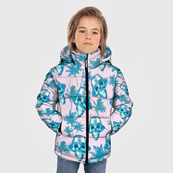 Куртка зимняя для мальчика Черепа в панаме, цвет: 3D-светло-серый — фото 2