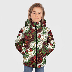 Куртка зимняя для мальчика Романтика - сердечки и розы, цвет: 3D-светло-серый — фото 2