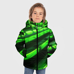 Куртка зимняя для мальчика Green neon abstract, цвет: 3D-светло-серый — фото 2