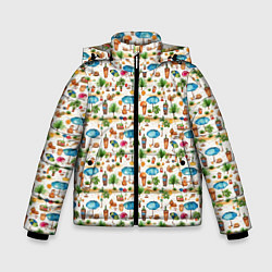 Куртка зимняя для мальчика Пляжные зонты паттерн, цвет: 3D-черный