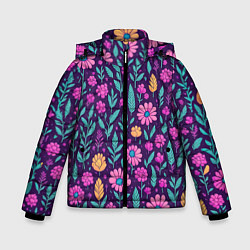Зимняя куртка для мальчика Цветочный паттерн розовые ромашки