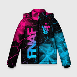 Куртка зимняя для мальчика FNAF - neon gradient: надпись, символ, цвет: 3D-черный