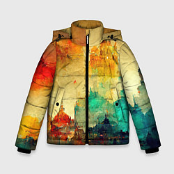 Куртка зимняя для мальчика Древний портовый город, цвет: 3D-красный