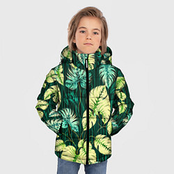 Куртка зимняя для мальчика Листья узор тропический, цвет: 3D-красный — фото 2