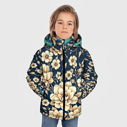 Куртка зимняя для мальчика Золотые цветы узор, цвет: 3D-черный — фото 2